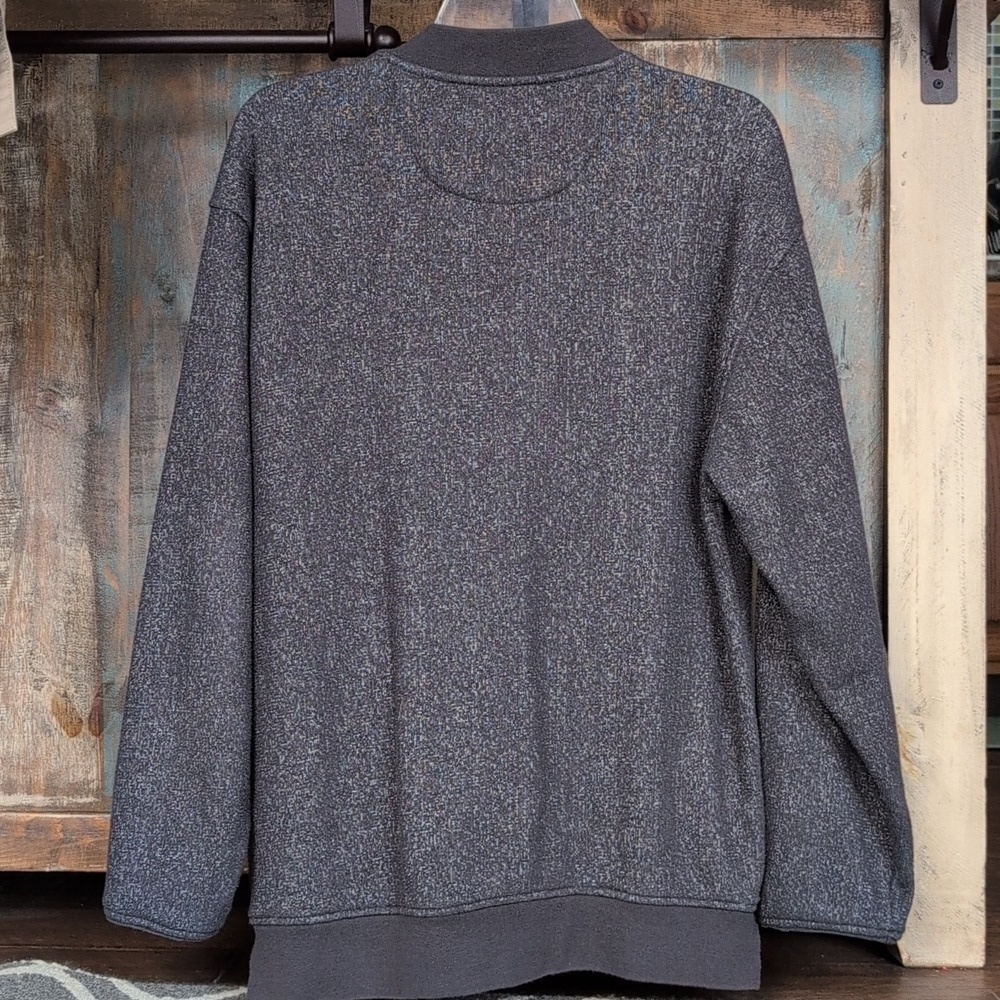 Orvis Heathered Dark Gray Bomber Jacket Full Zip Sweater - Men's Medium - Picture 6 of 8
